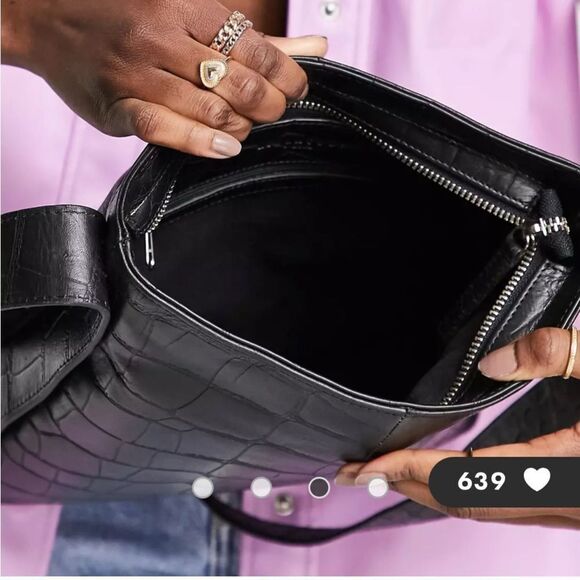 Urbancode croc‎ leather shoulder bag in black NWT in packaging - Picture 3 of 7